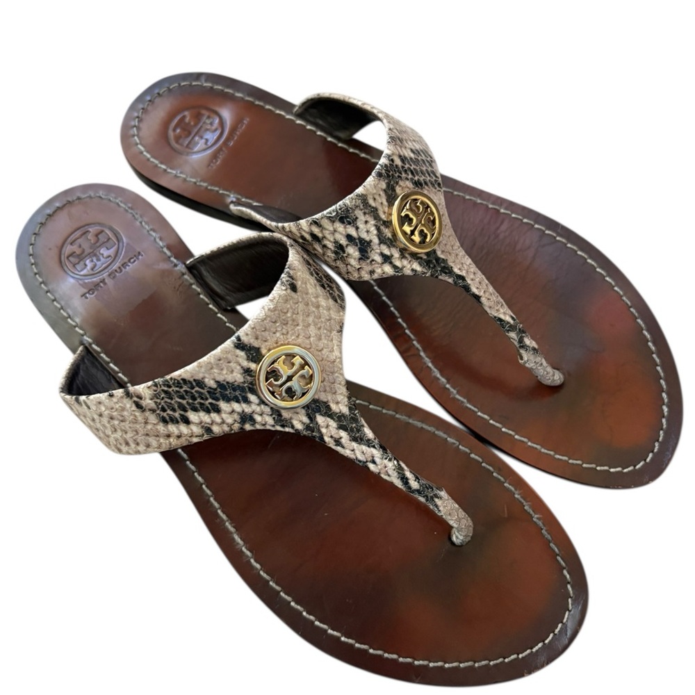 Tory Burch Women's Cameron Python Leather Flip Fl… - image 4